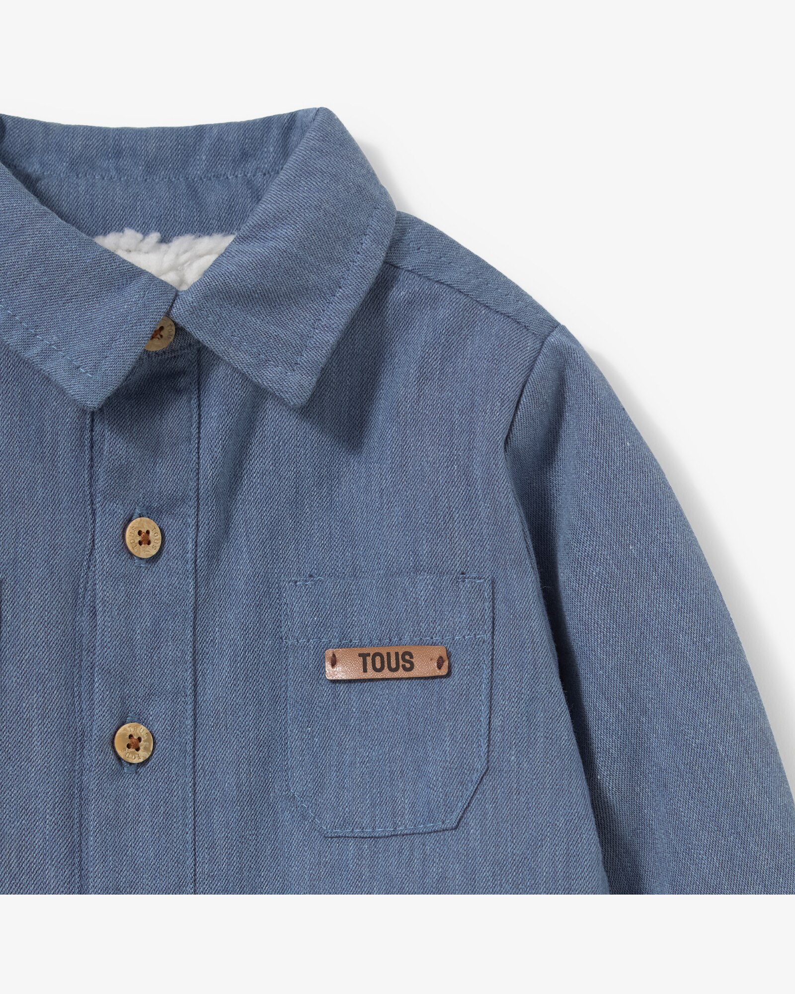 Camisa Infantil em Algodão Jaspeado Corte Casual Tous Azul-3
