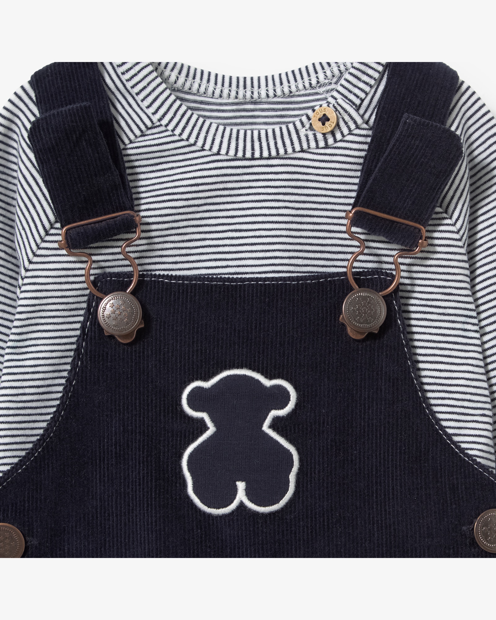 Conjunto Infantil com T-shirt e Jardineiras Lisas Tous Azul-4
