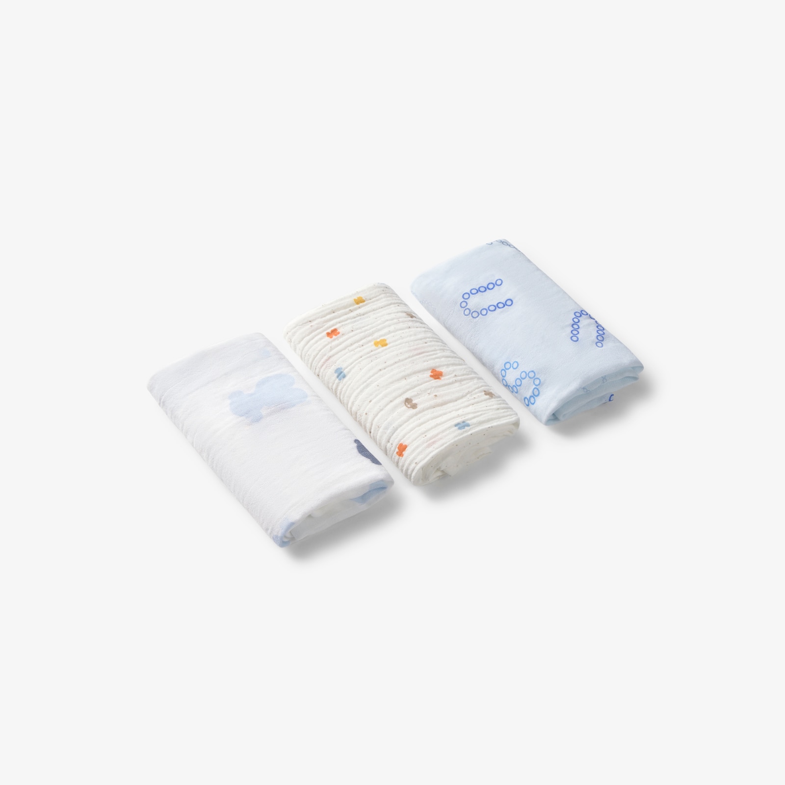 Pack de 3 Muselinas 38x38 Cm Tous Baby Multicolor Estampadas Azul-3