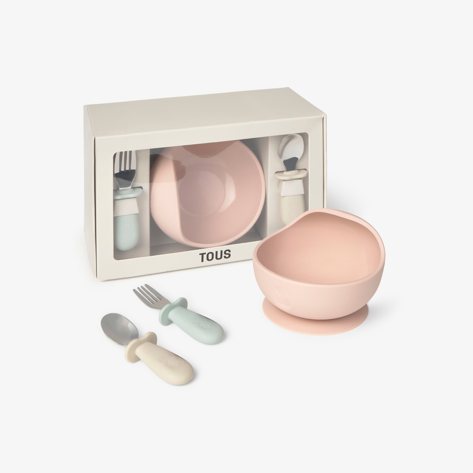 Imagem 0 de Set de Boy e Talheres Tous Baby de Silicone e Aço Inox