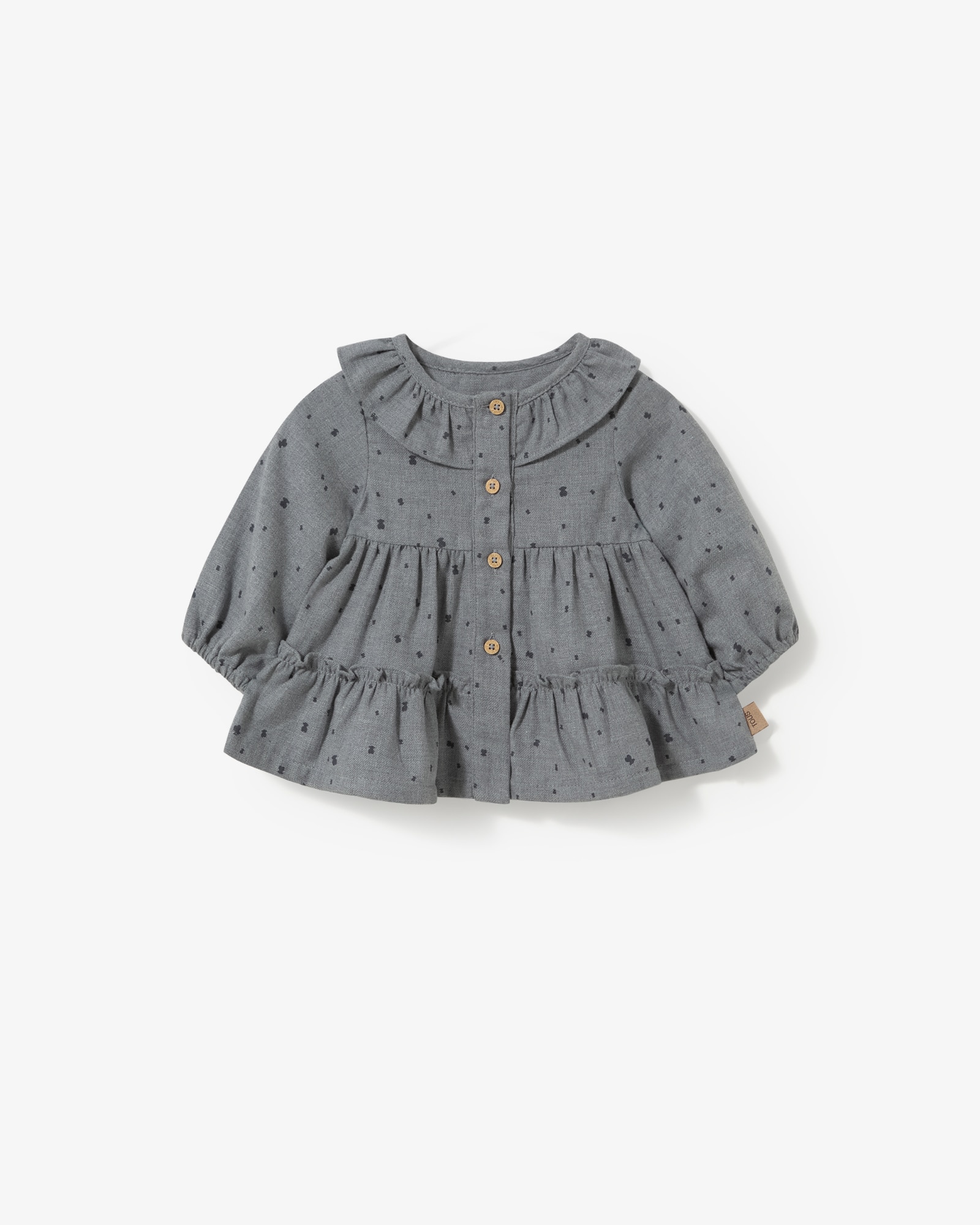 Imagem 0 de Vestido Infantil em Algodão Estampado com Ursos Abotoado