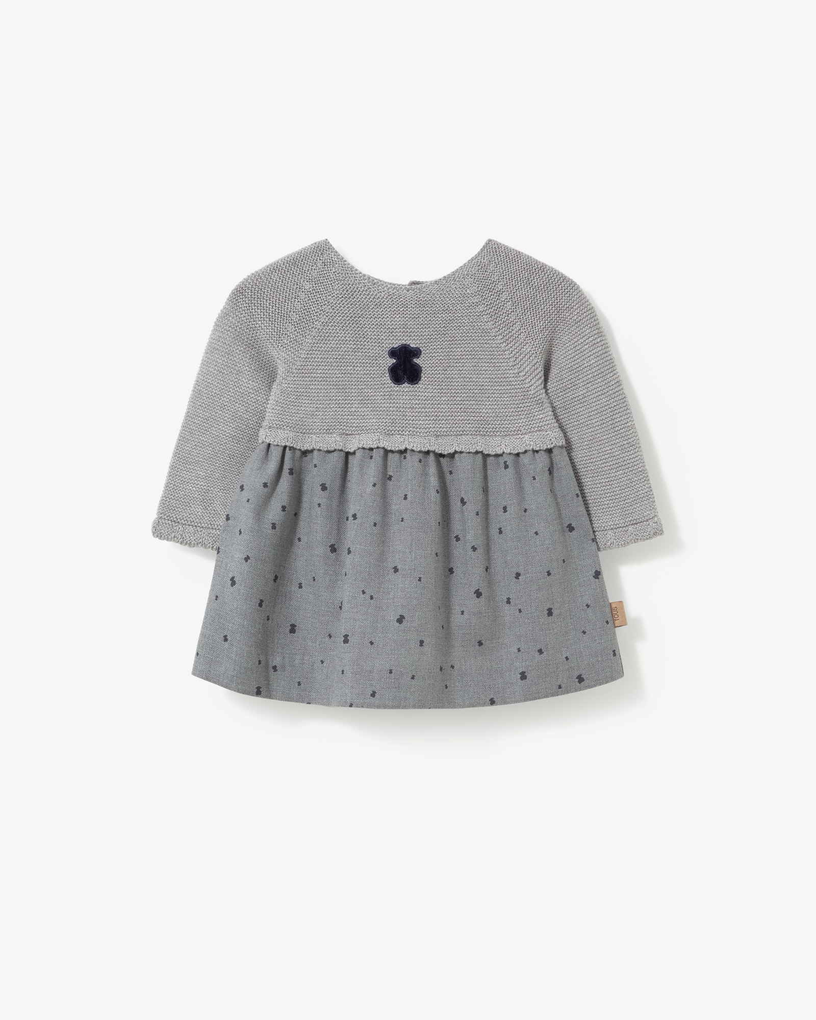 Imagem 0 de Vestido Infantil Combinado em Tricô e Estampado com Ursos
