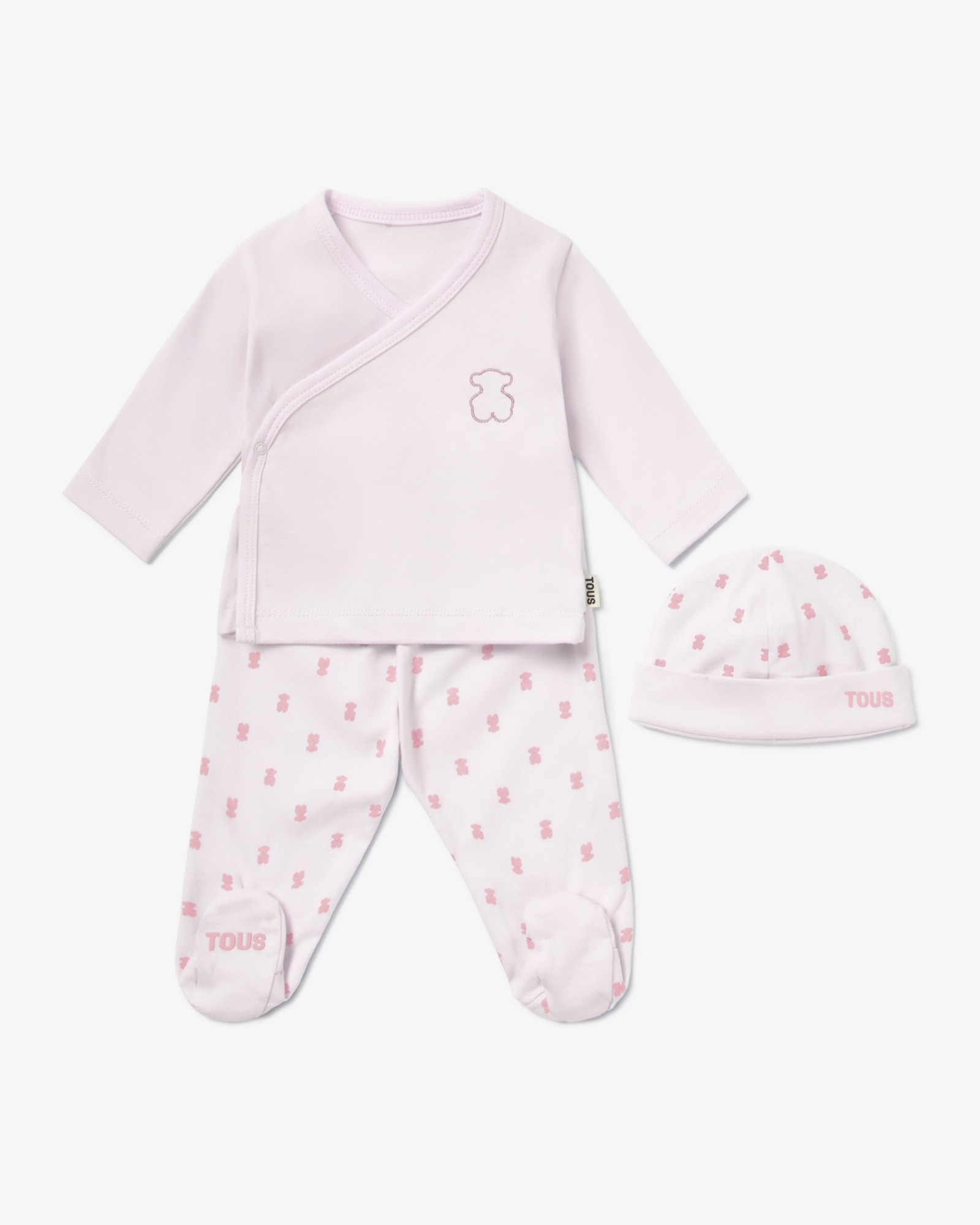 Imagem 0 de Set para Bebé Primeira Roupa de Algodão com Chapéu, T-shirt Cruzada e Polaina