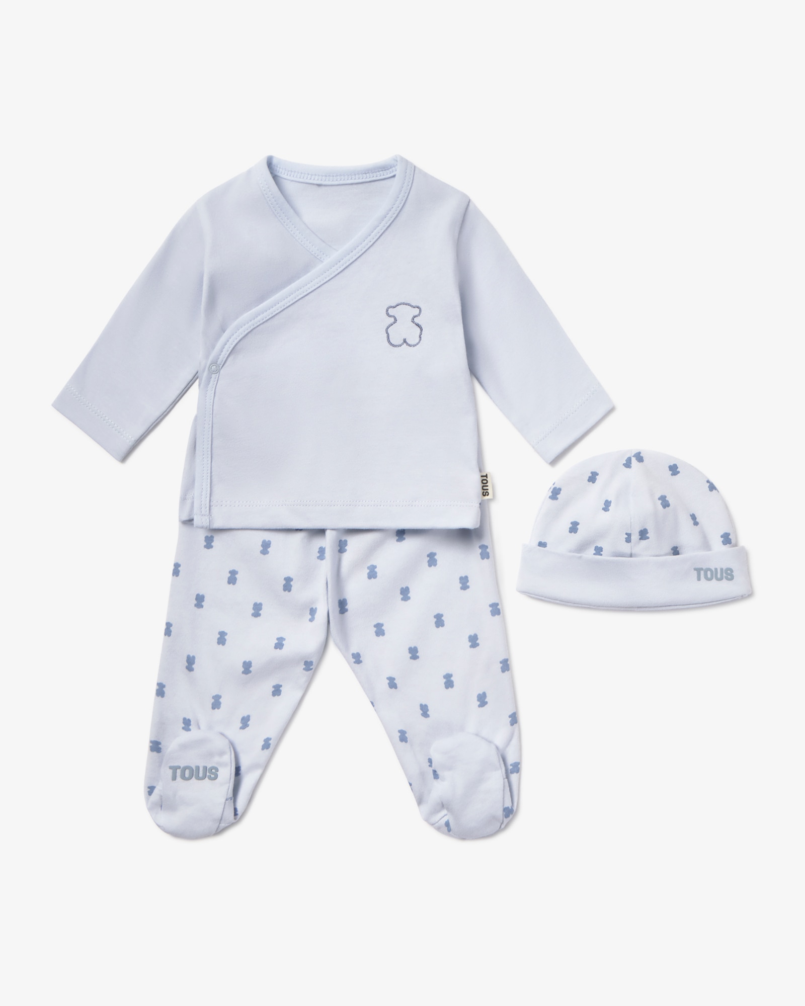 Imagem 0 de Set para Bebé Primeira Roupa de Algodão com Chapéu, T-shirt Cruzada e Polaina