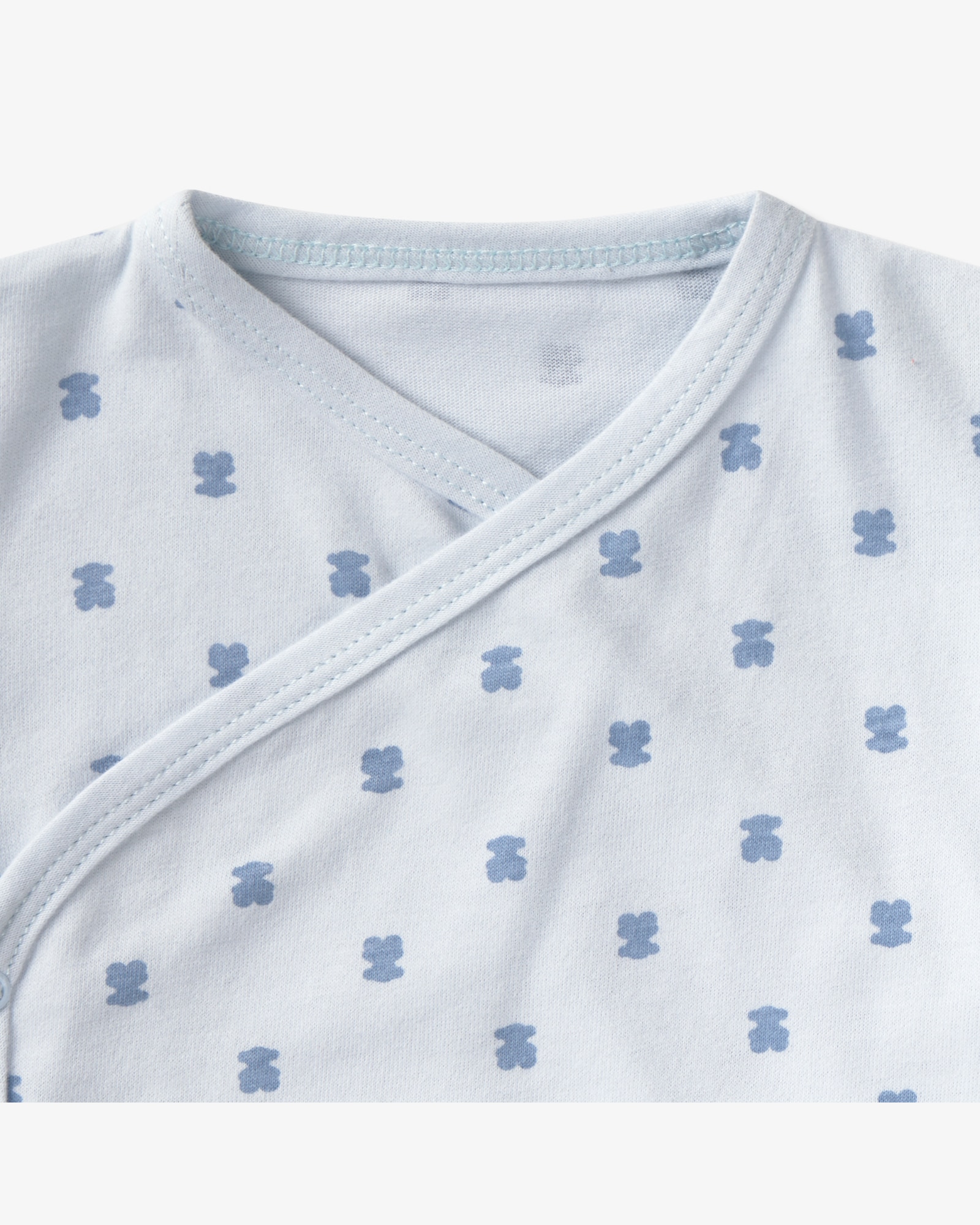 Pack de Bodies para Bebé em Algodão Estampado com Multi Ursos e Liso Azul-claro-3