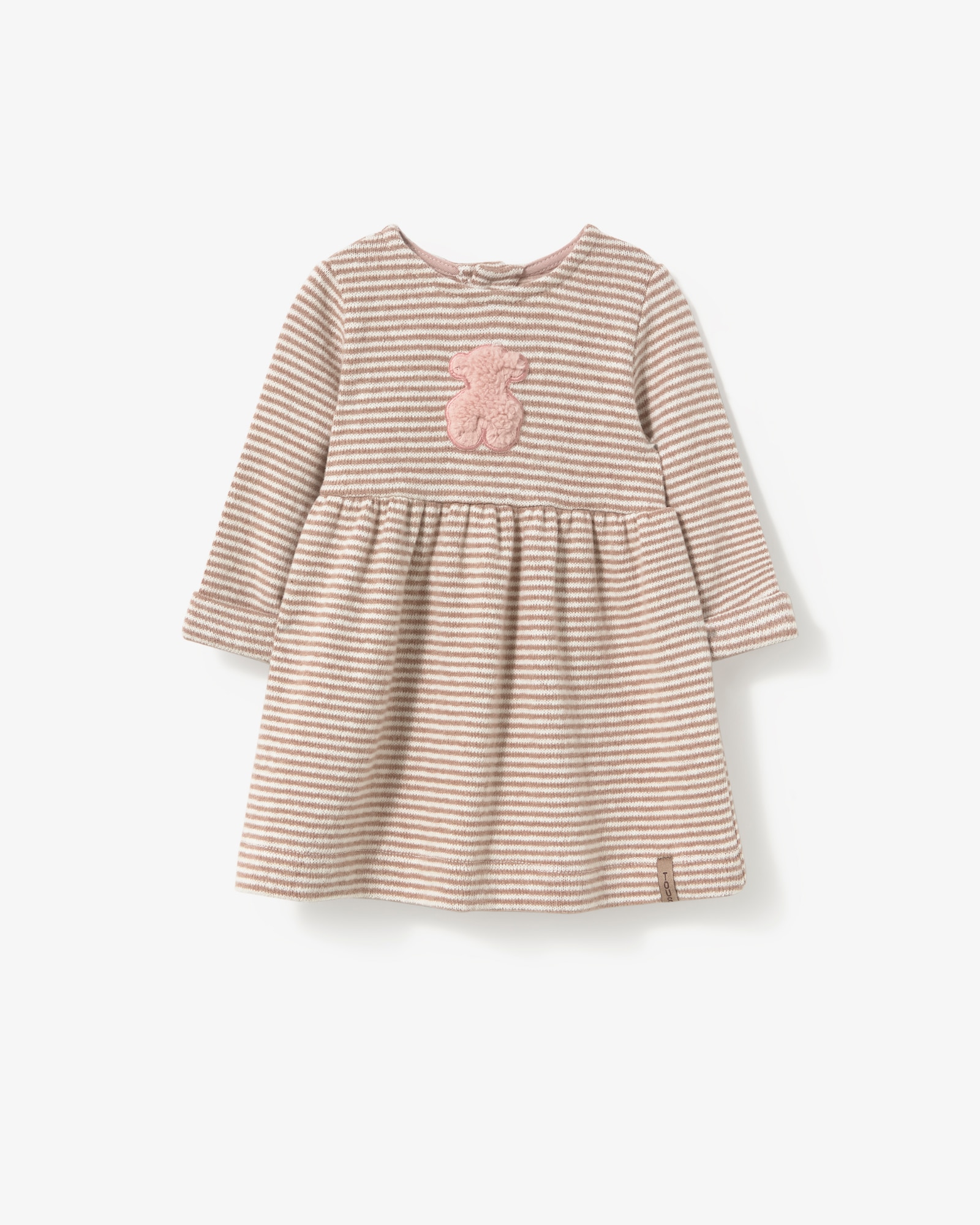 Imagem 0 de Vestido Infantil Às Riscas com Urso Abaixo Do Decote
