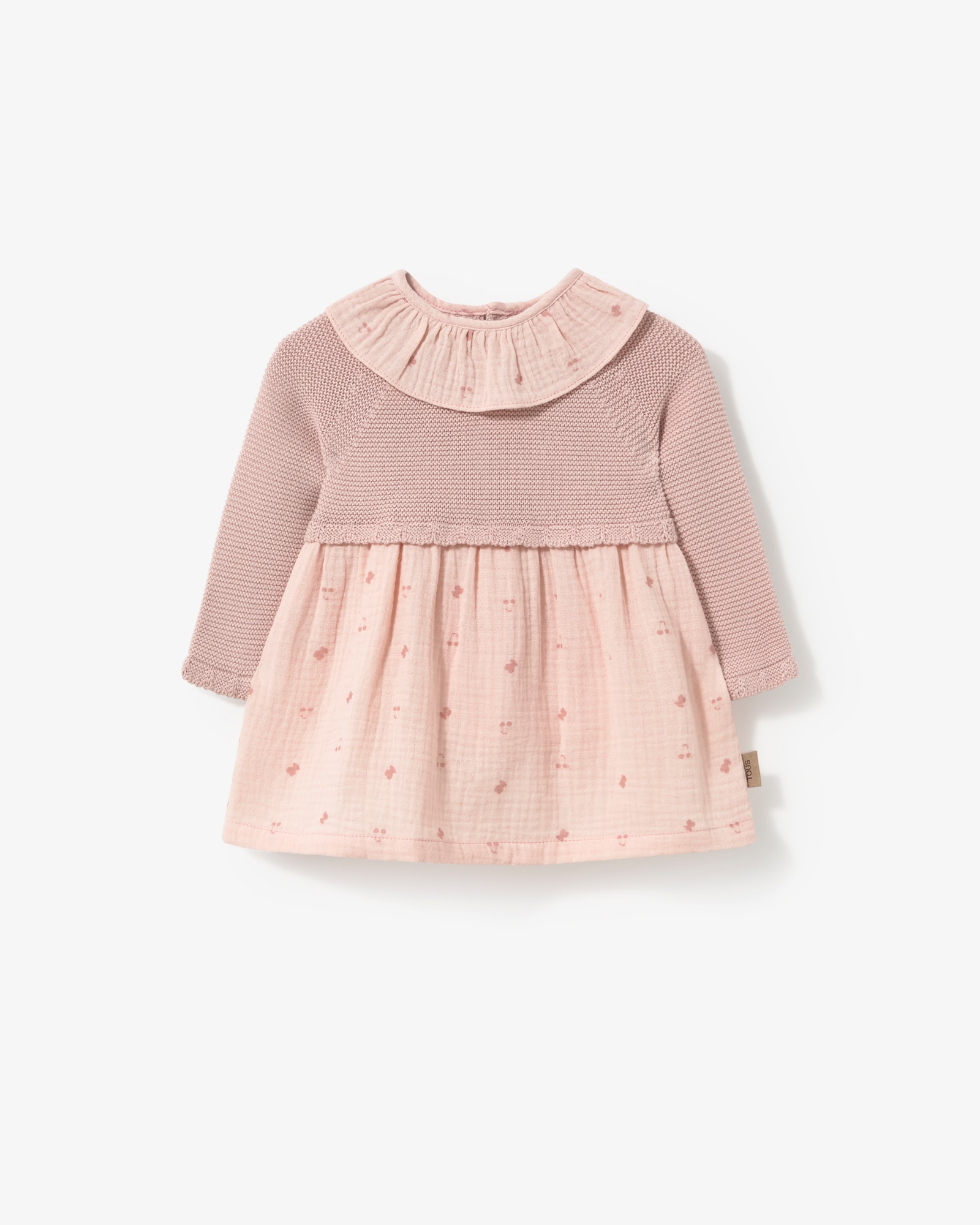 Imagem 0 de Vestido Infantil Combinado em Tricô e Estampado com Ursos