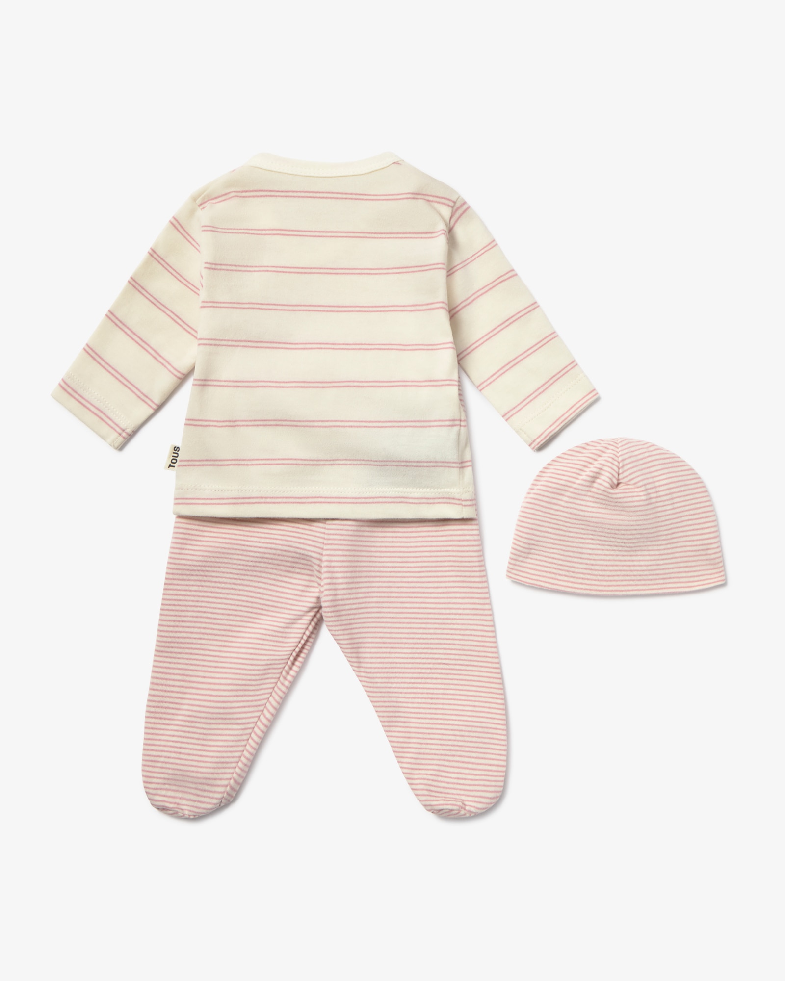 Set para Bebé Primeira Roupa de Algodão com Chapéu, T-shirt Cruzada e Polaina Tous Rosa-2