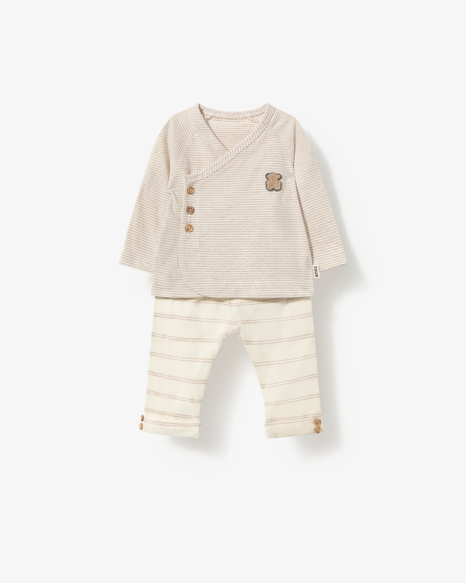 Imagem 0 de Conjunto para Bebé em Algodão Às Riscas com T-shirt Cruzada e Leggings