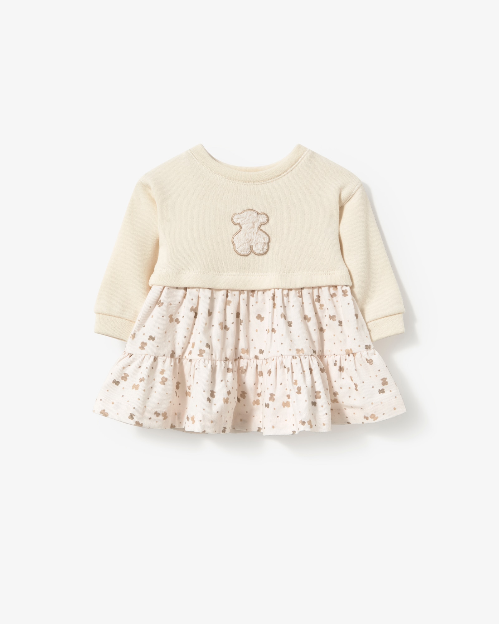 Imagem 0 de Vestido Infantil Combinado em Liso e Estampado em Micro Ursinhos
