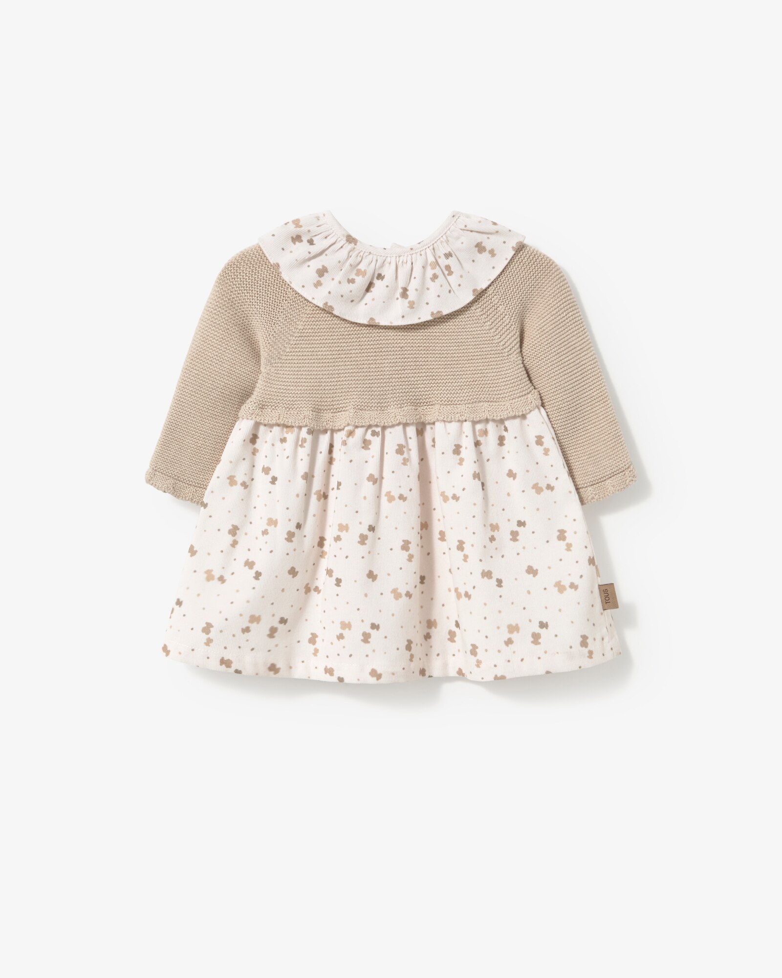 Imagem 0 de Vestido Infantil Combinado em Tricô e Estampado com Ursos