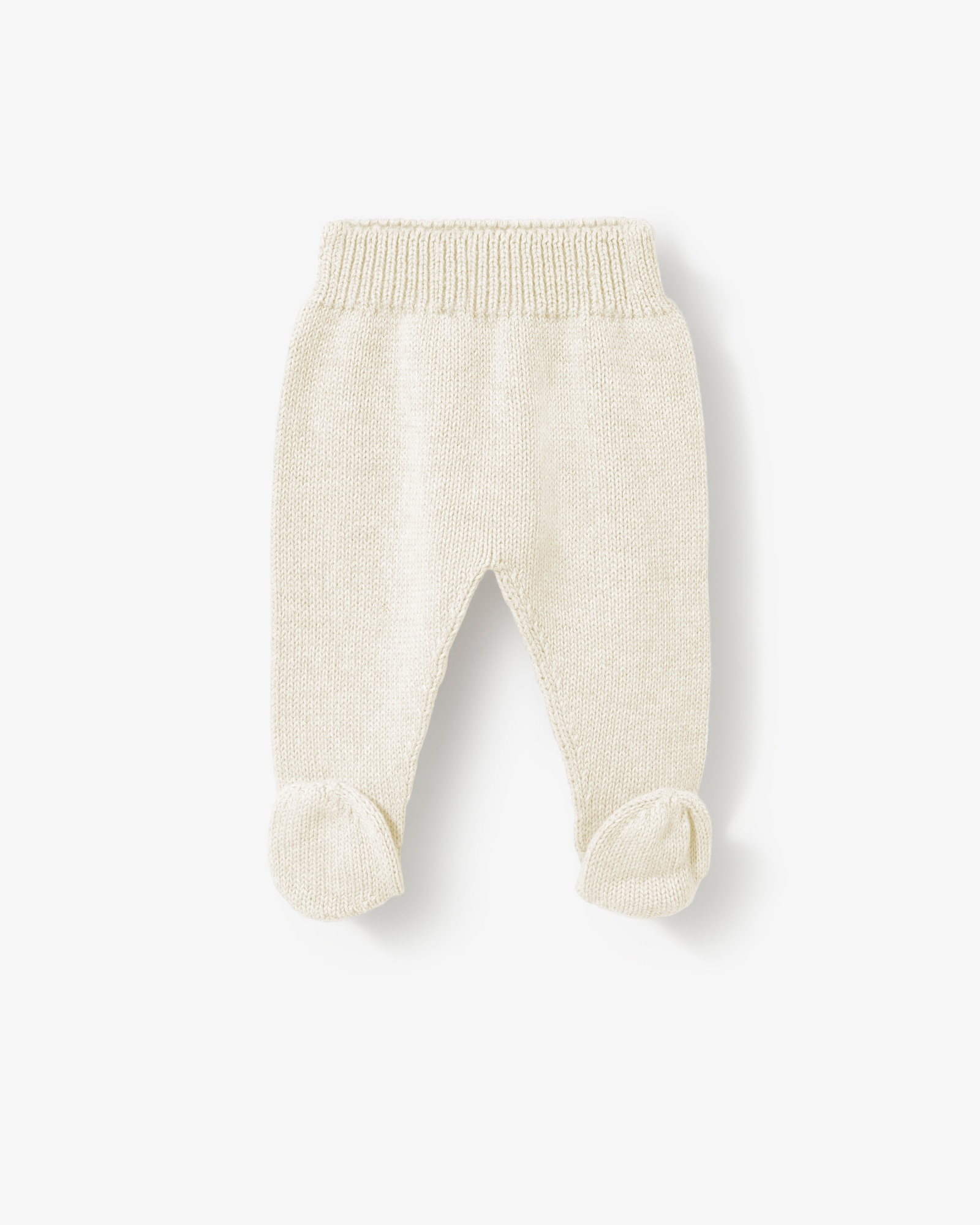Conjunto para Bebé em Algodão Tricotado Liso com Camisola Abotoada e Polaina Cru-3