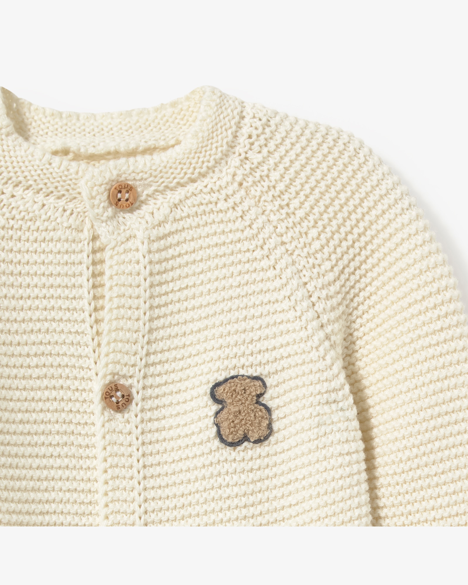 Babygrow para Bebé em Algodão Tricotado com Botões sem Pés Cru-3