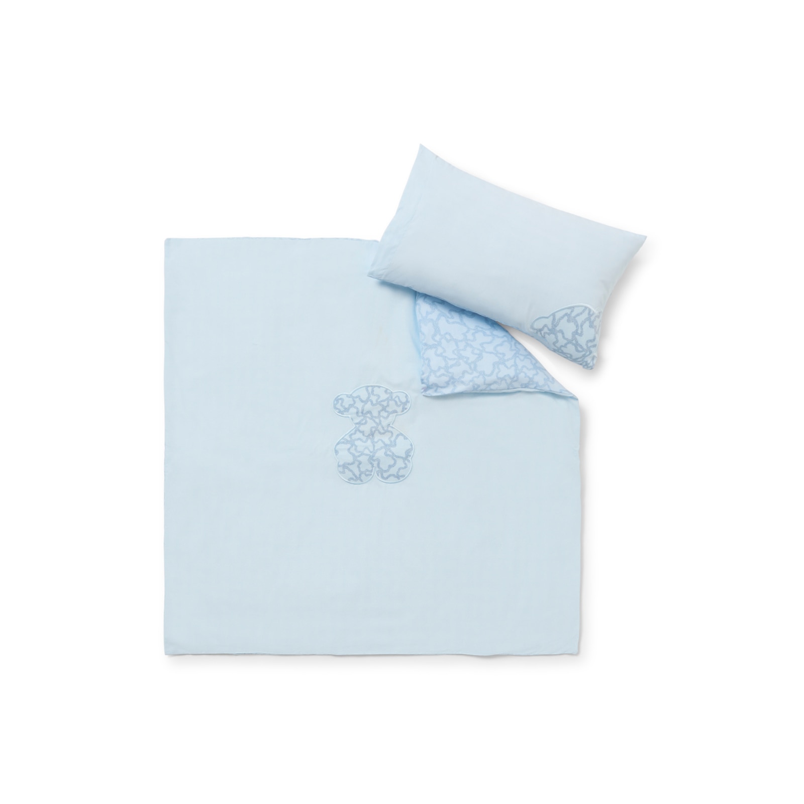 Conjunto 4 Peças para Mini Berço (50x80): Capa de Edredão, Capa de Almofada, Recheio Nórdico e Almofada Tous Baby Hkaos Azul-2