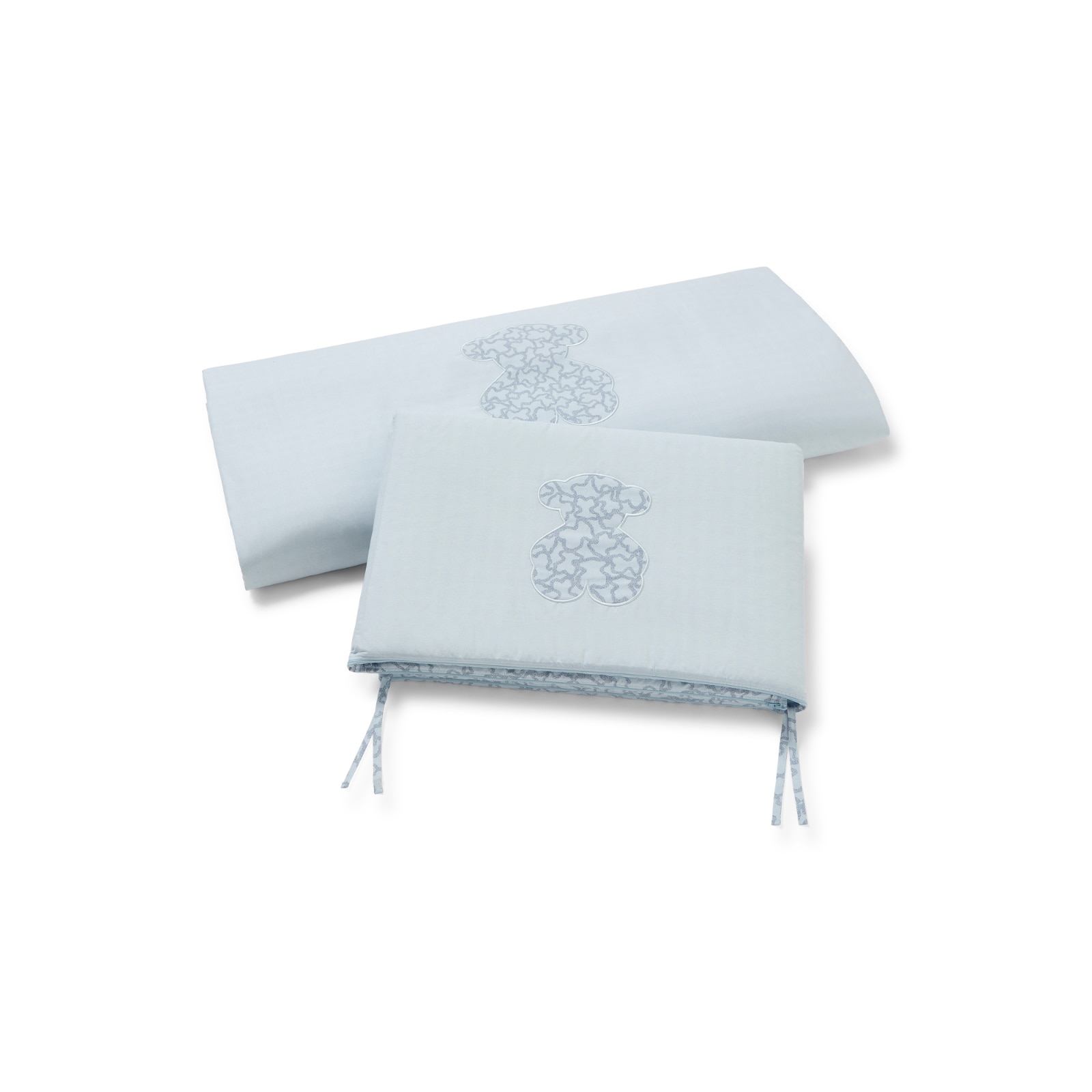 Conjunto de 3 Peças para Berço (60x120 Cm) de Protetor de Grades, Capa Nórdica e Enchimento Nórdico Tous Baby Hkaos Azul-1