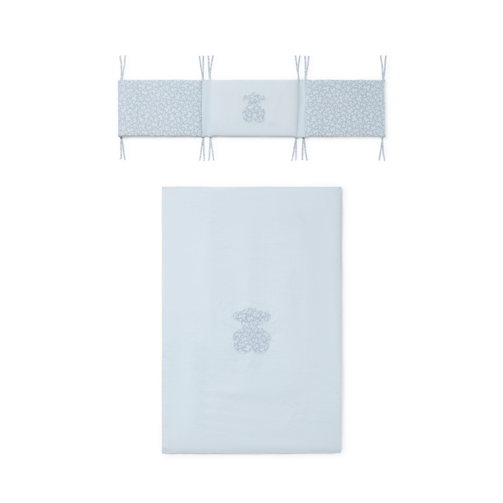 Conjunto de 3 Peças para Berço (60x120 Cm) de Protetor de Grades, Capa Nórdica e Enchimento Nórdico Tous Baby Hkaos Azul-2