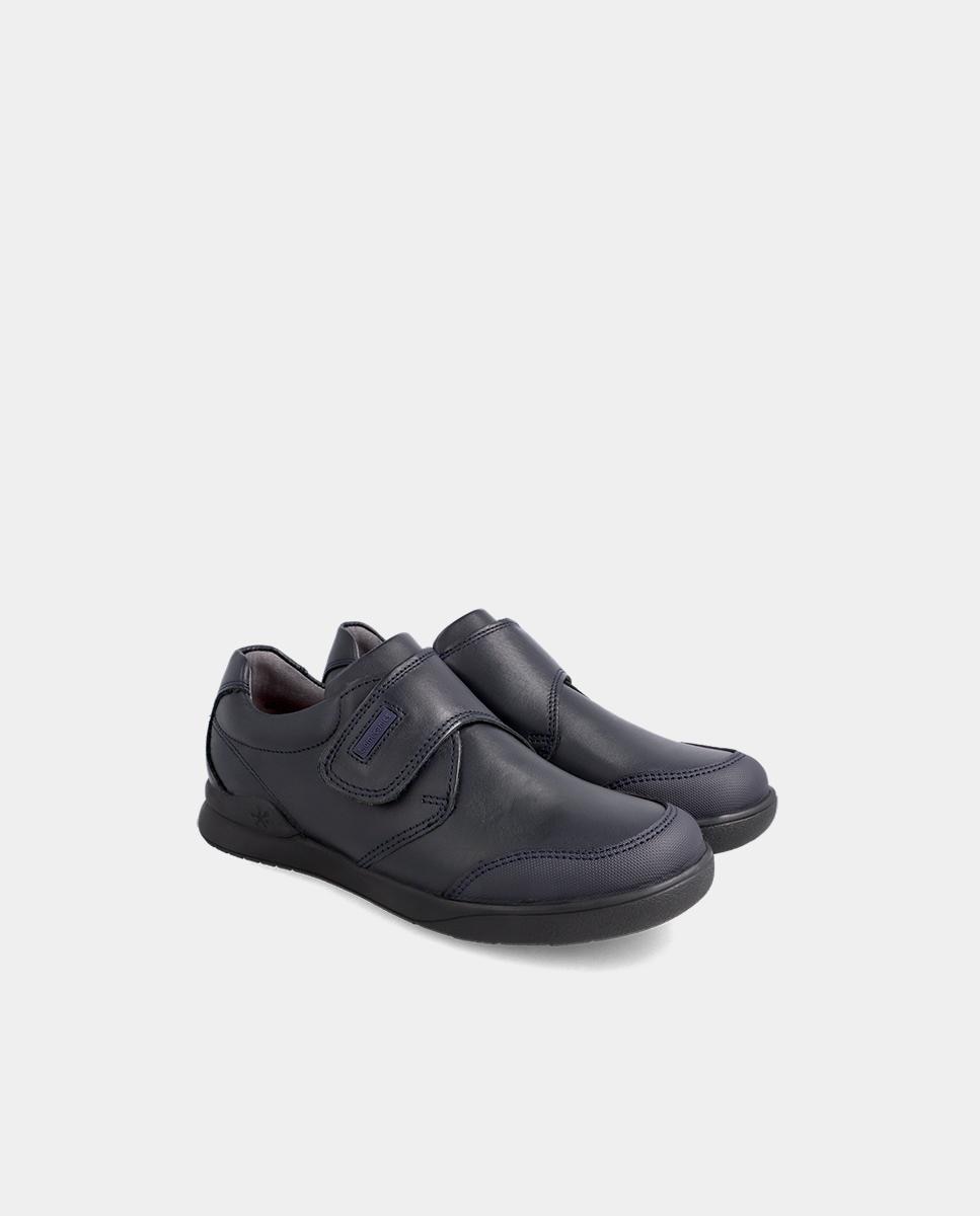 Bluchers Infantil de Pele Colegiais com Velcro Biomecanics Azul-marinho-2