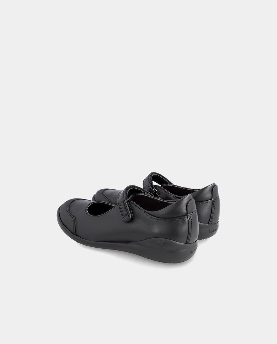 Sapatos de Presilha Infantil de Napa com Velcro Preto-3