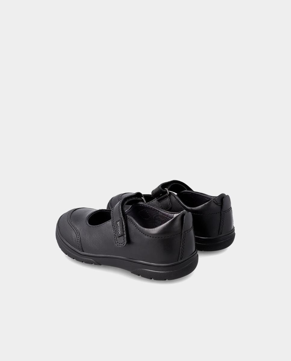 Merceditas Colegiais em Pele com Velcro Preto-3