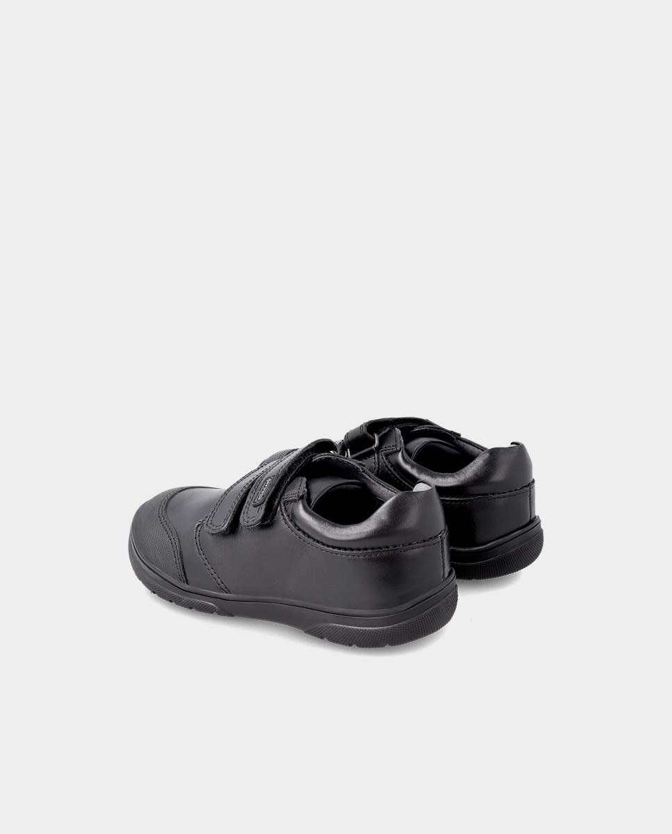 Bluchers Infantil Colegiais em Pele com Fecho Ajustável Preto-3