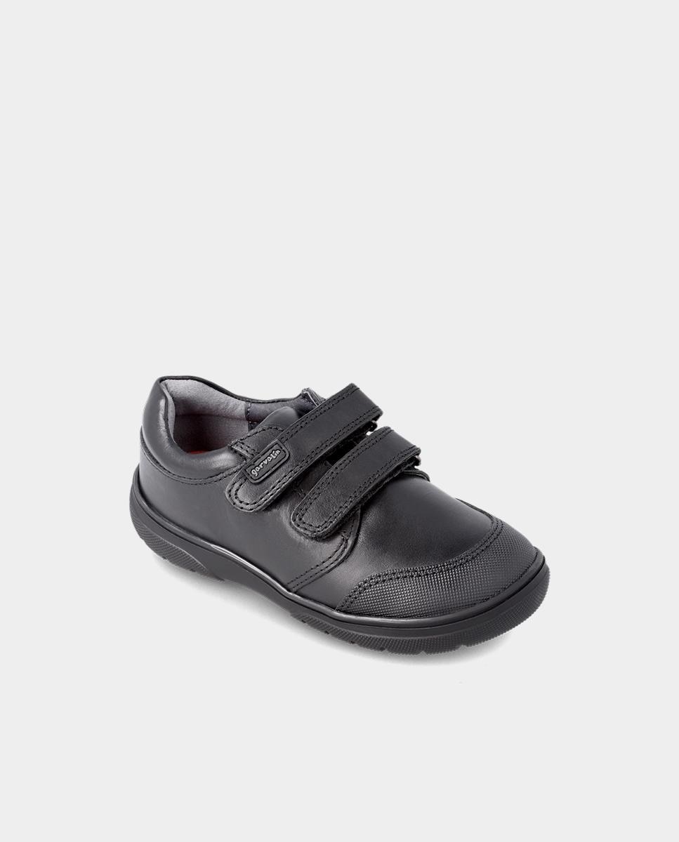 Bluchers Infantil Colegiais em Pele com Fecho Ajustável Preto-4