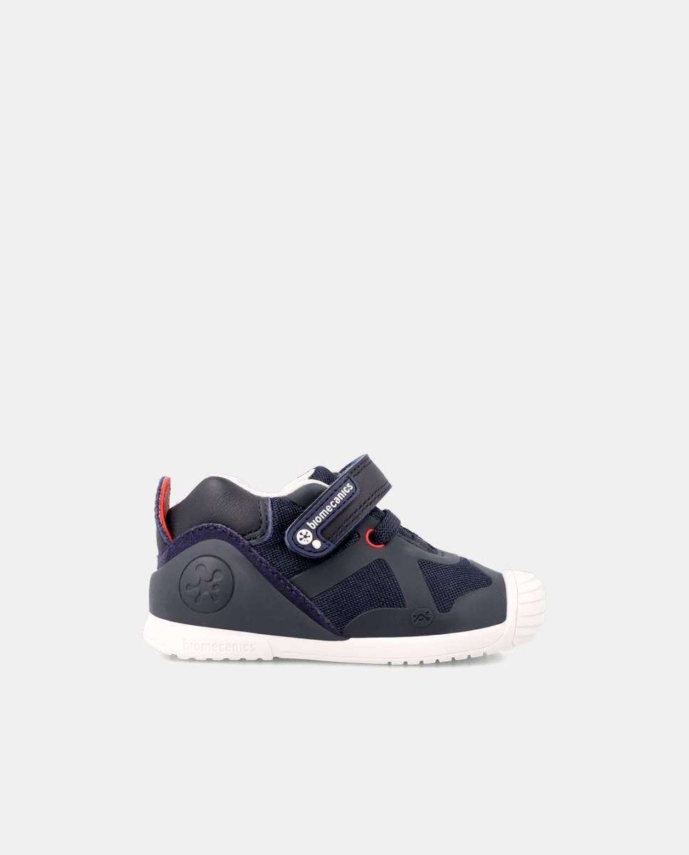 Sapatilhas Desportivas para Bebés com Sola Branca e Fecho de Atacadores e Velcro Azul-marinho-1