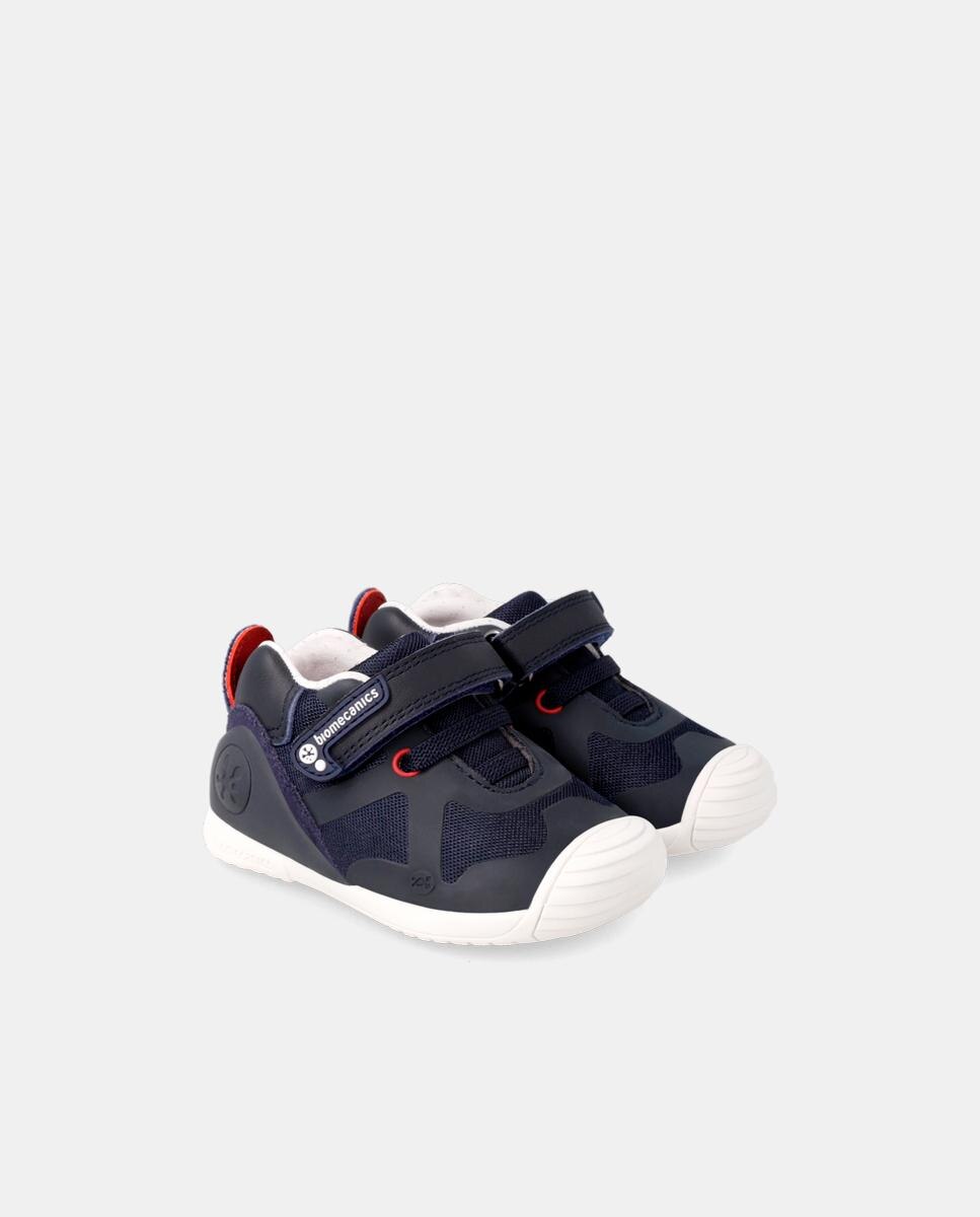 Sapatilhas Desportivas para Bebés com Sola Branca e Fecho de Atacadores e Velcro Azul-marinho-2