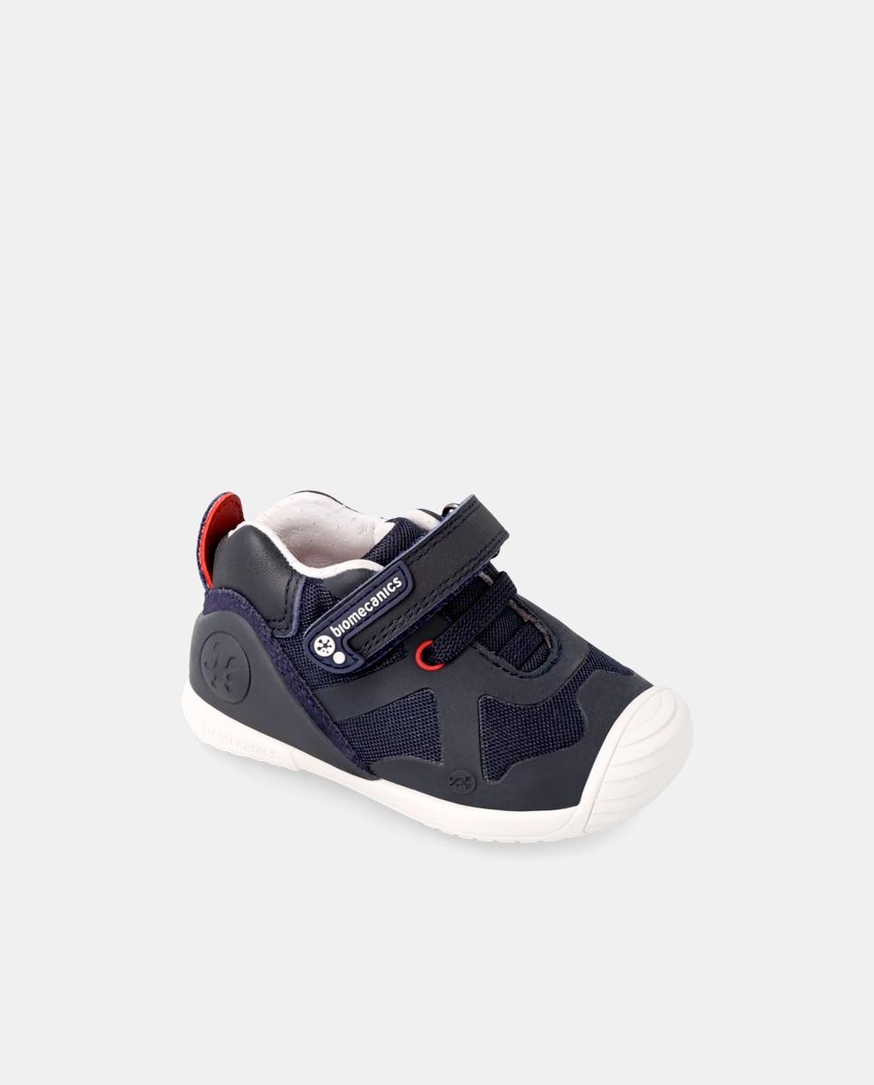 Sapatilhas Desportivas para Bebés com Sola Branca e Fecho de Atacadores e Velcro Azul-marinho-4