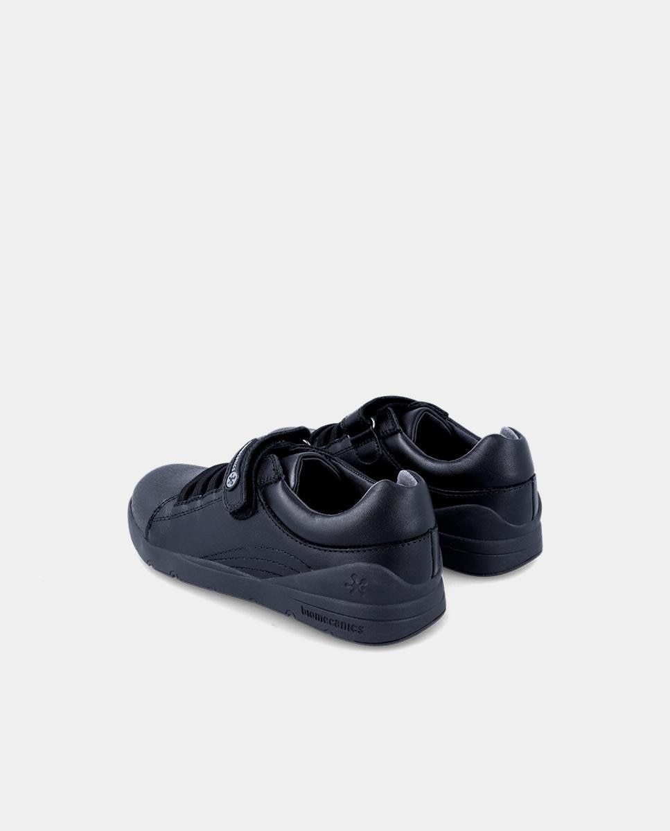 Sapatos de Cordões Infantil em Pele com Atacadores e Velcro Biomecanics Preto-3