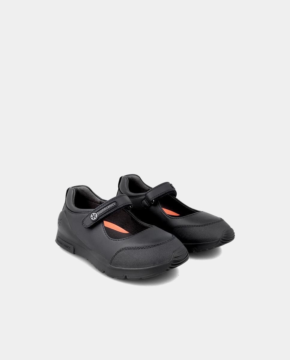 Sapatos de Cordões Infantil de Pele com Sola Antiderrapante Biomecanics Preto-2