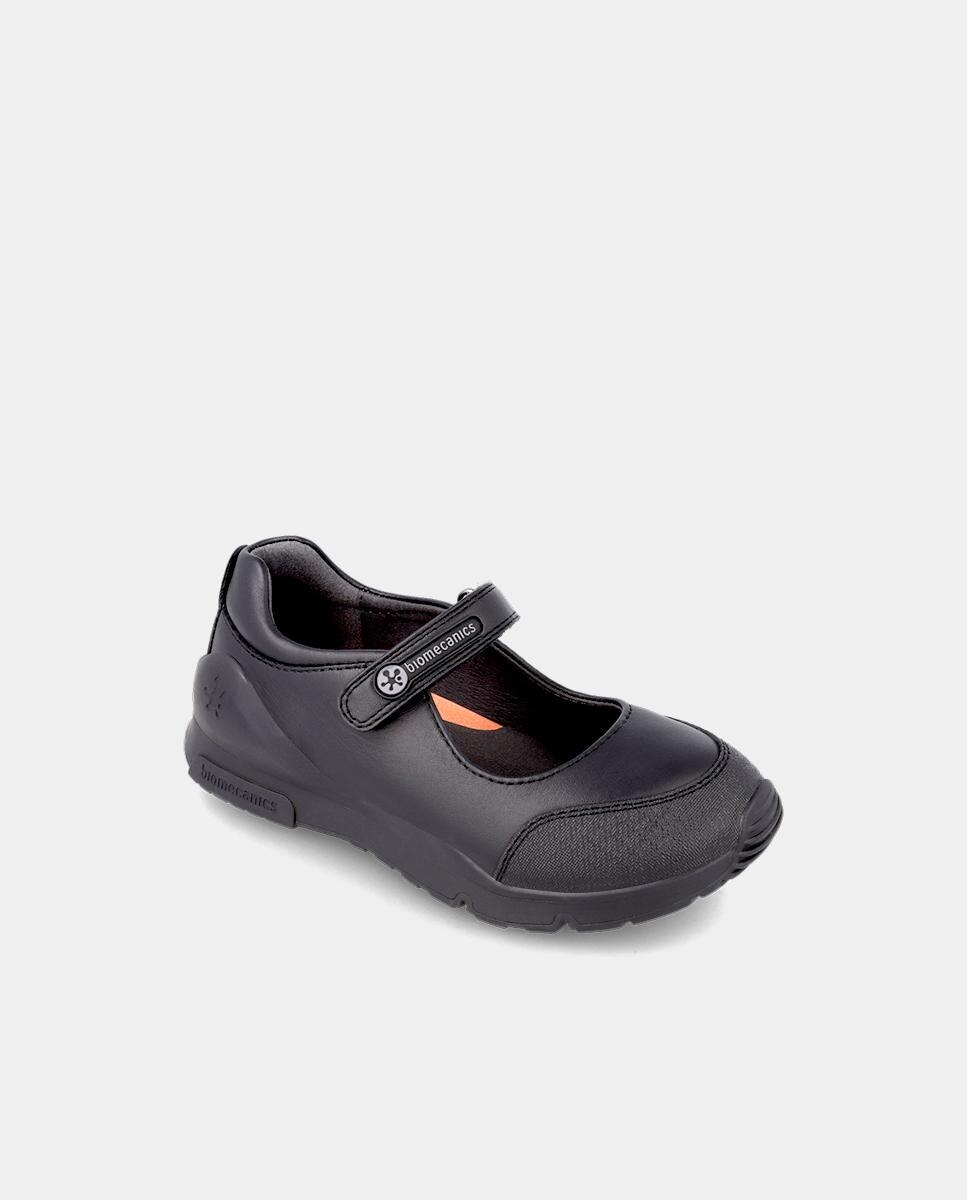 Sapatos de Cordões Infantil de Pele com Sola Antiderrapante Biomecanics Preto-4