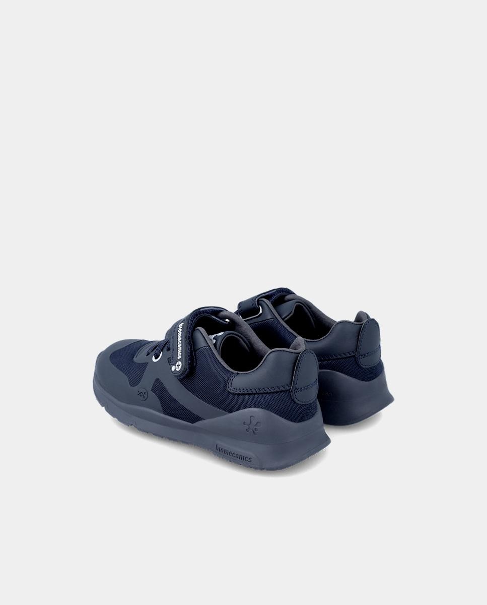 Sapatos de Cordões Infantil em Pele com Atacadores e Velcro Biomecanics Azul-marinho-3