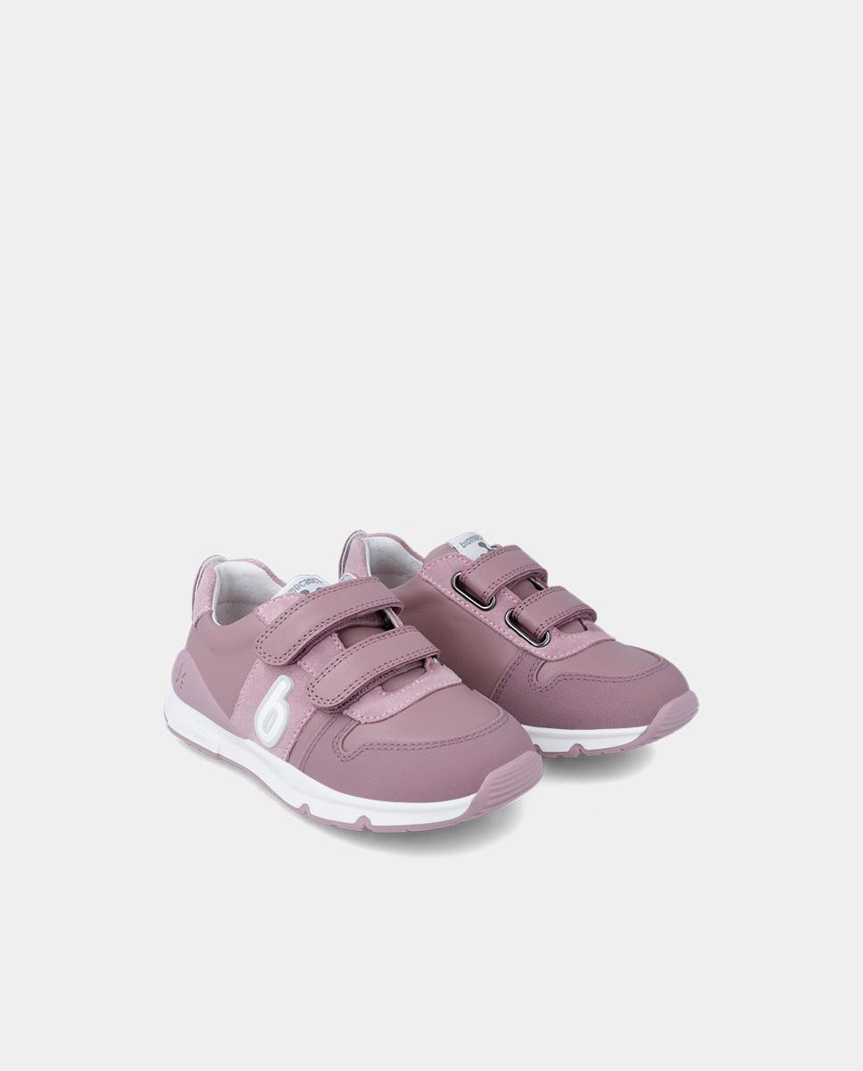 Sapatilhas Desportivas Infantil de Pele com Velcro Duplo Biomecanics Lilás-2