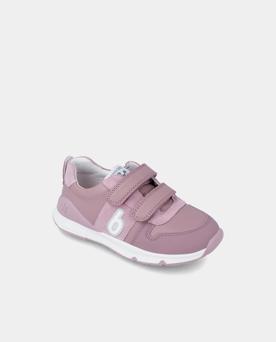 Sapatilhas Desportivas Infantil de Pele com Velcro Duplo Biomecanics Lilás-4