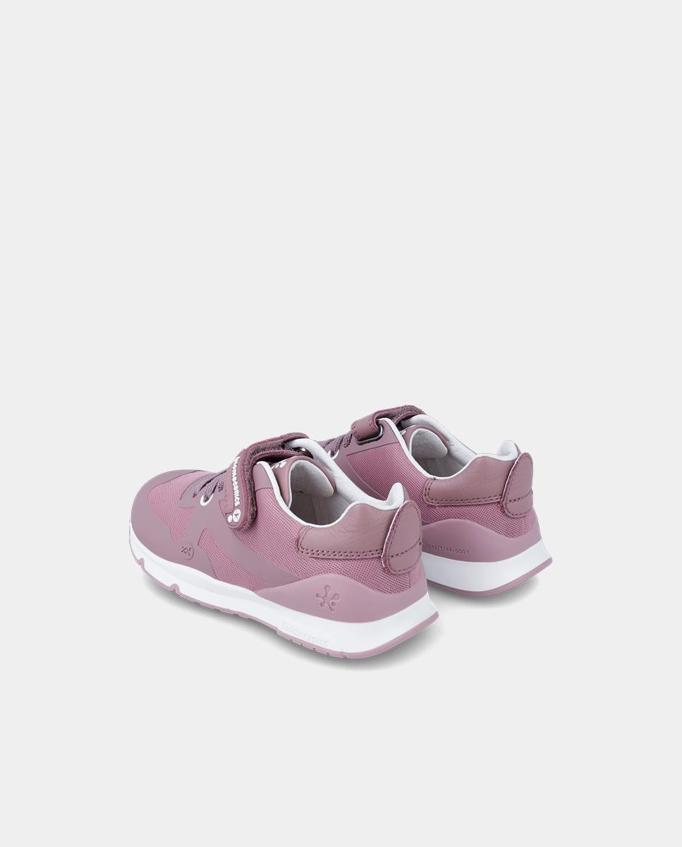Sapatilhas Desportivas Infantil de Pele com Velcro e Atacadores Lilás-3