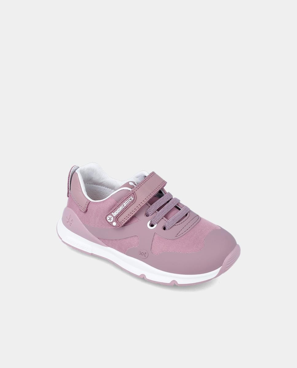 Sapatilhas Desportivas Infantil de Pele com Velcro e Atacadores Lilás-4