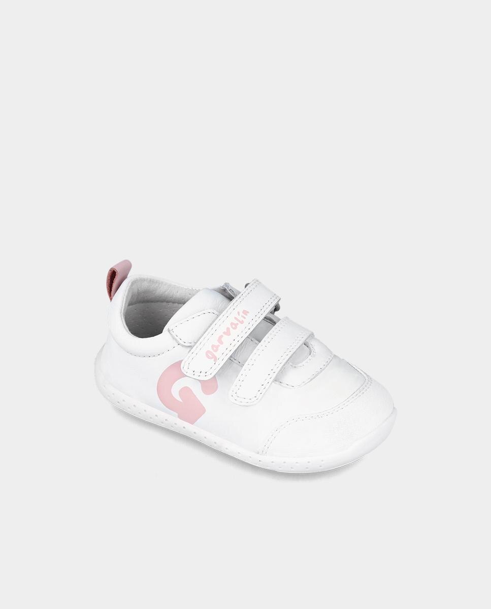 Sapatilhas Desportivas Infantil de Pele Minimalistas e Respeitosas com o Crescimento Do Pé Garvalín Branco-3