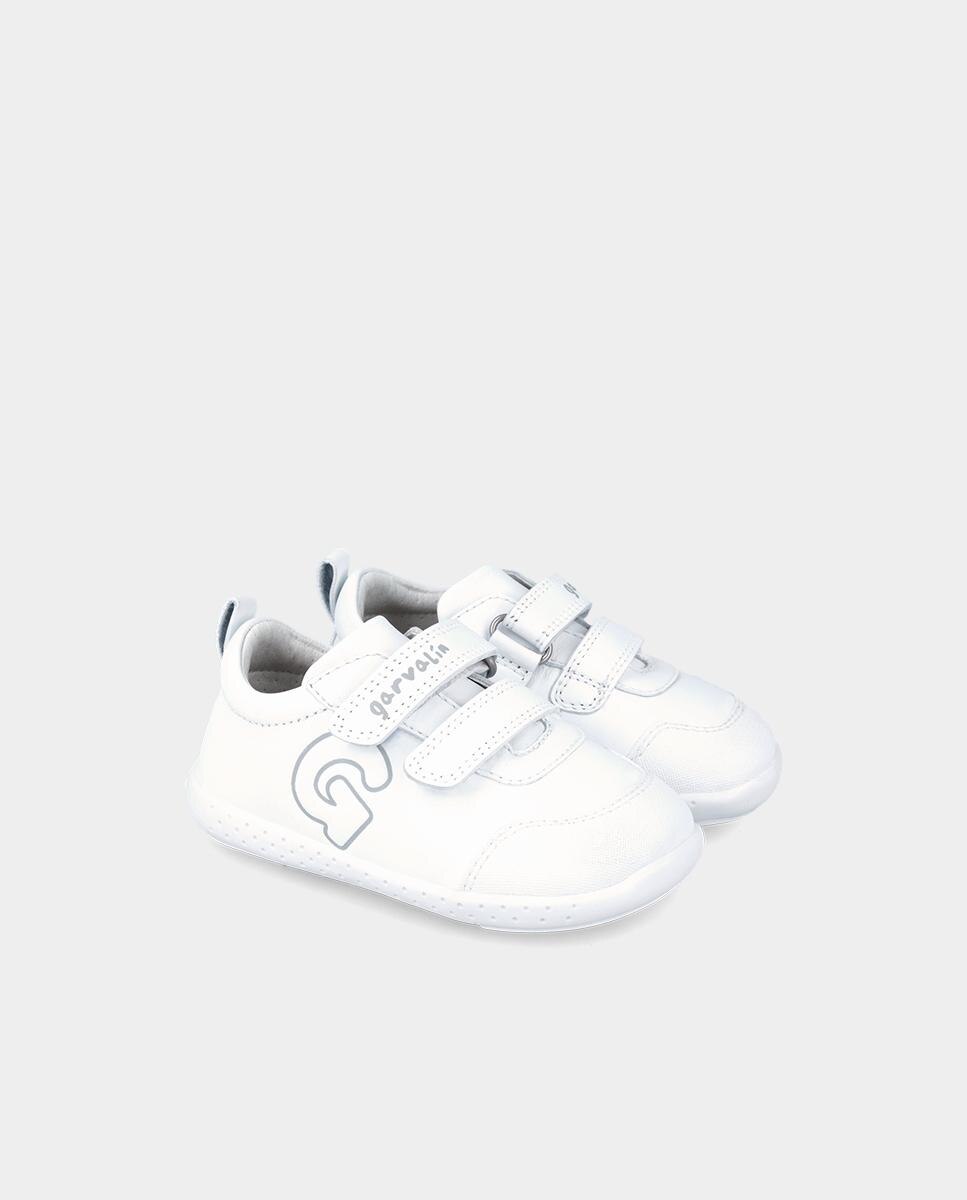 Sapatilhas de Pele Infantil Respeitosas com o Crescimento Do Pé em Branco Garvalín Branco-2