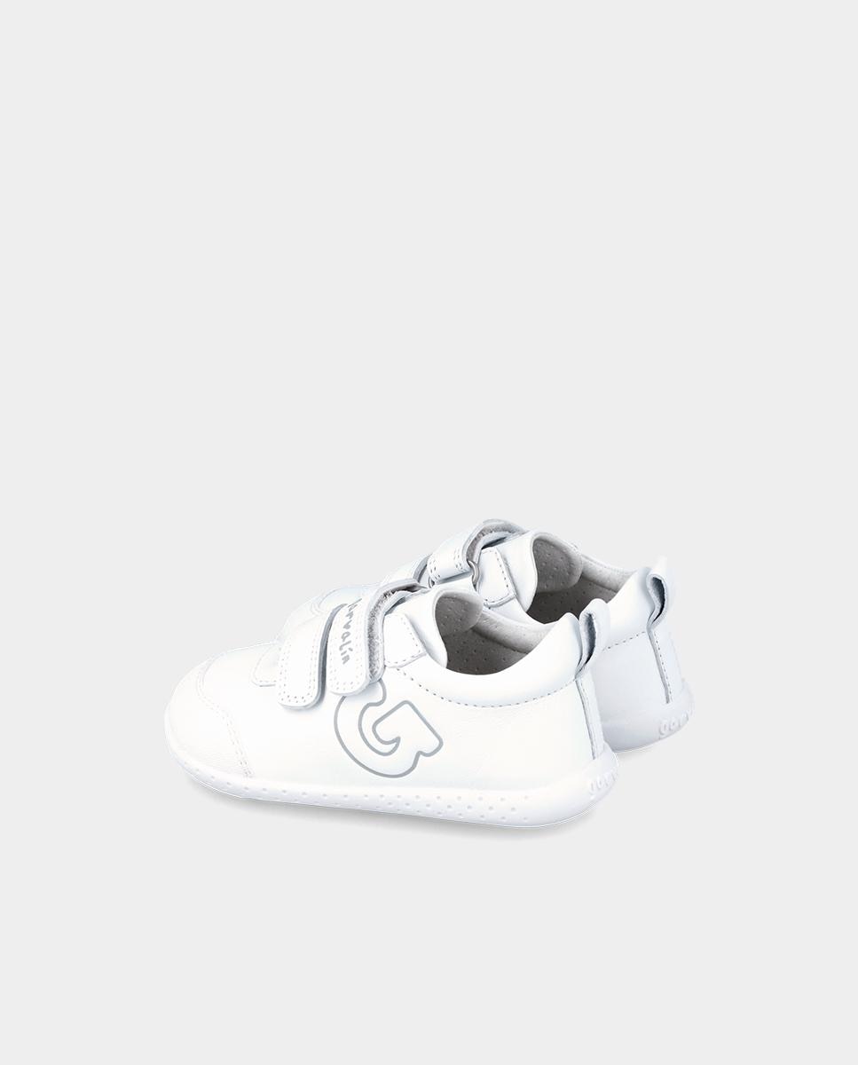 Sapatilhas de Pele Infantil Respeitosas com o Crescimento Do Pé em Branco Garvalín Branco-3