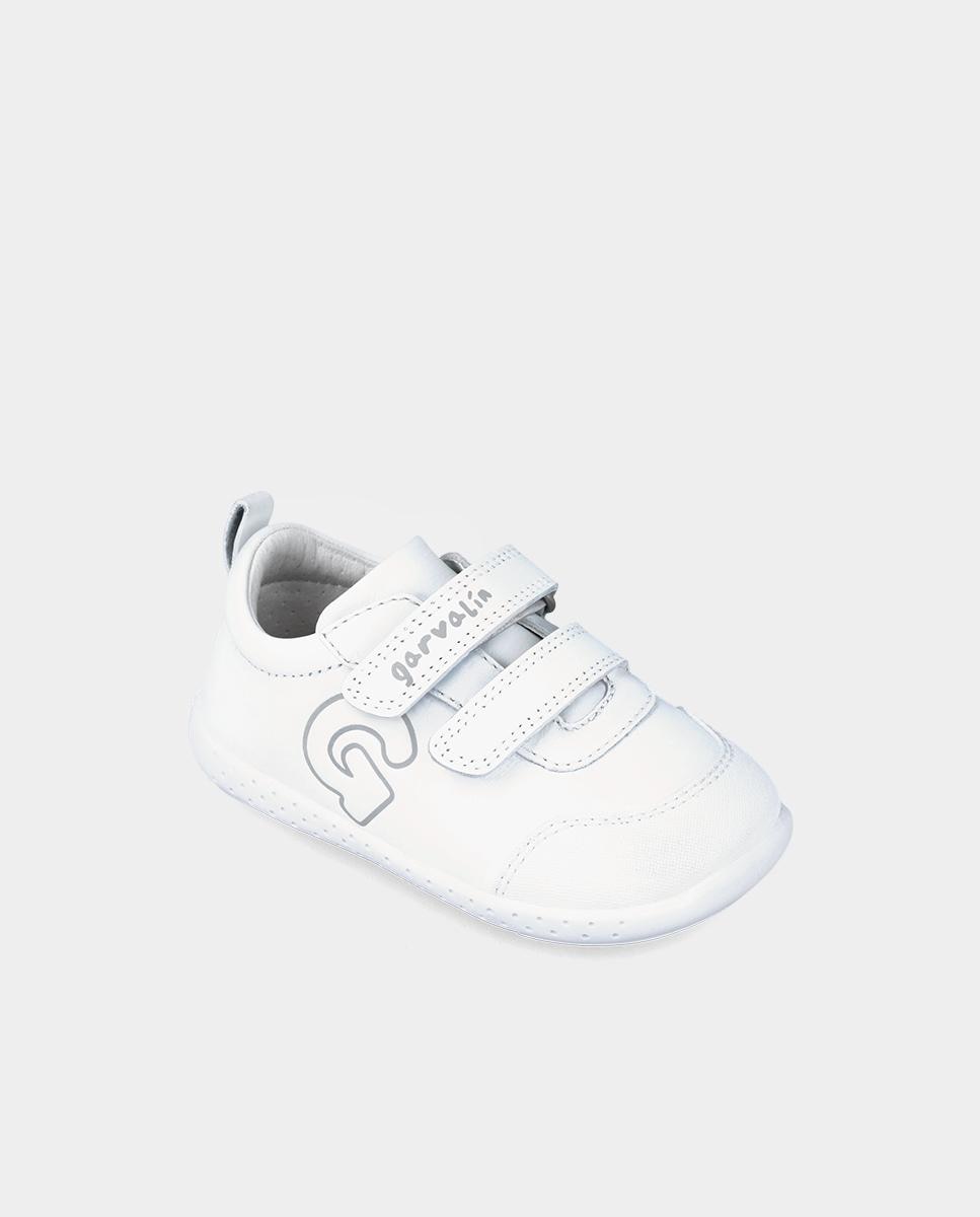 Sapatilhas de Pele Infantil Respeitosas com o Crescimento Do Pé em Branco Garvalín Branco-4