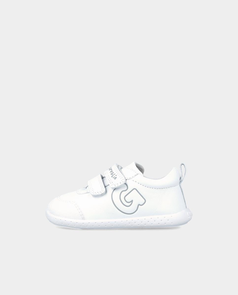 Sapatilhas de Pele Infantil Respeitosas com o Crescimento Do Pé em Branco Garvalín Branco-5