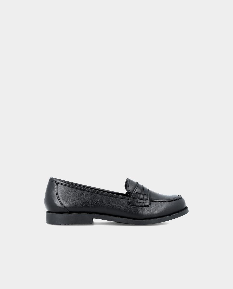 Mocassins Infantil Colegiais de Pele Super Ligeiros e Confortáveis Preto-1