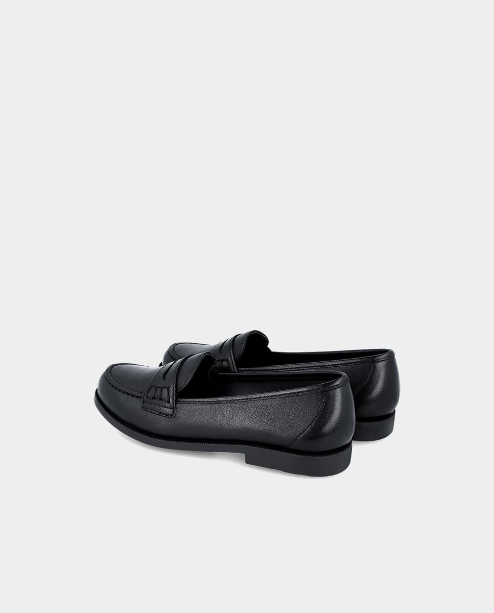 Mocassins Infantil Colegiais de Pele Super Ligeiros e Confortáveis Preto-3