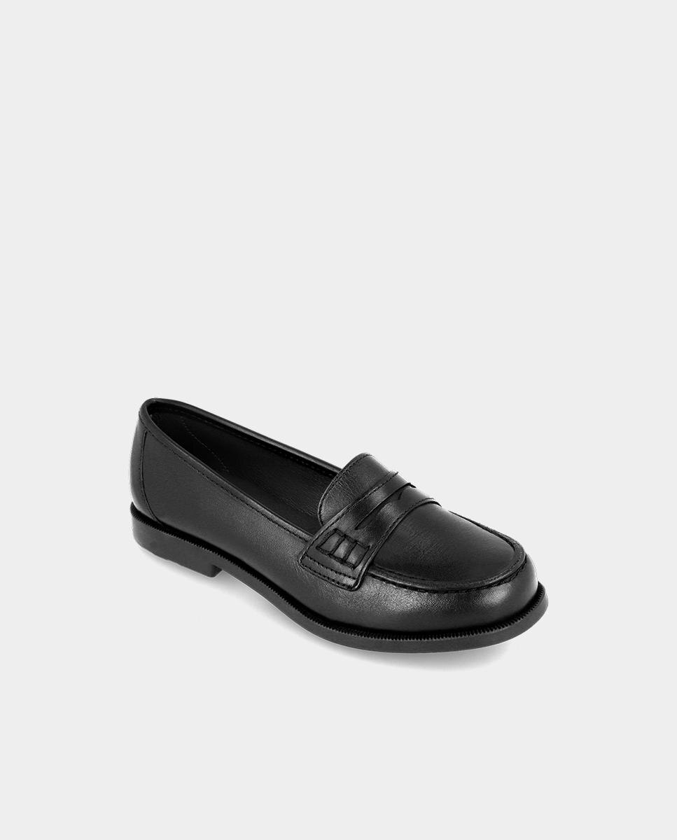 Mocassins Infantil Colegiais de Pele Super Ligeiros e Confortáveis Preto-4