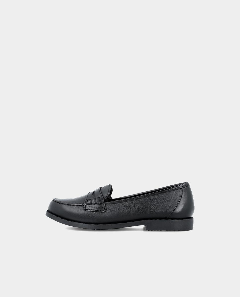 Mocassins Infantil Colegiais de Pele Super Ligeiros e Confortáveis Preto-5