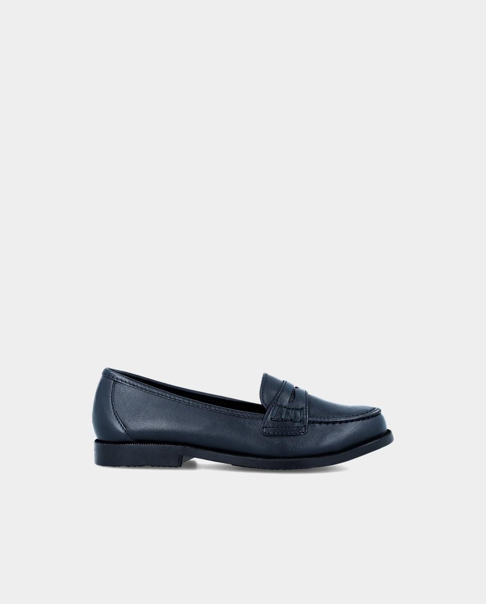 Mocassins Infantil Colegiais de Pele Super Ligeiros e Confortáveis Garvalín Azul-marinho-1