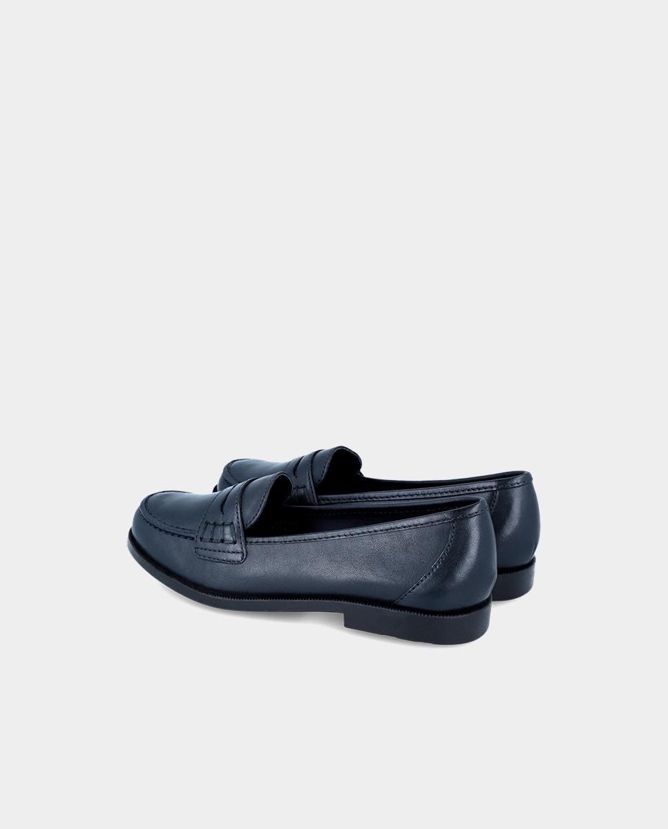 Mocassins Infantil Colegiais de Pele Super Ligeiros e Confortáveis Garvalín Azul-marinho-3