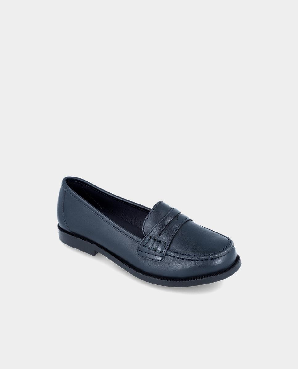 Mocassins Infantil Colegiais de Pele Super Ligeiros e Confortáveis Garvalín Azul-marinho-4