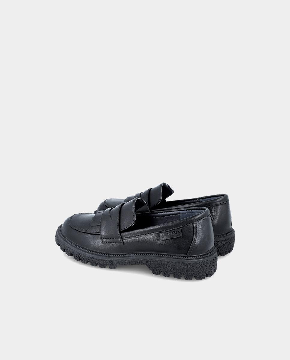 Mocassins Infantil Colegiais de Pele em Preto Garvalín Preto brilhante-3