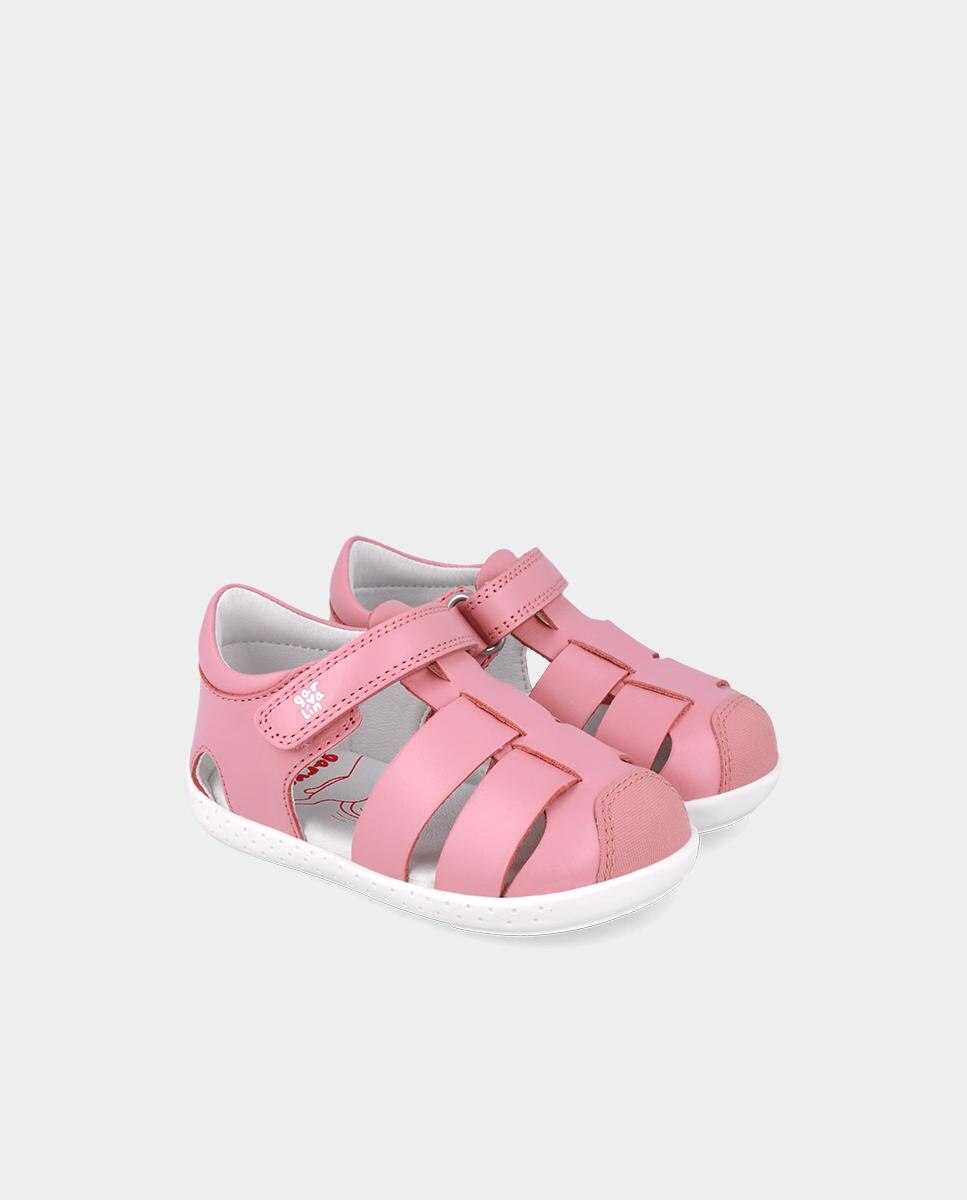 Sandálias Fechadas Infantil de Pele Fabricadas com Materiais Respeitosos e Minimalistas Garvalín Rosa-2